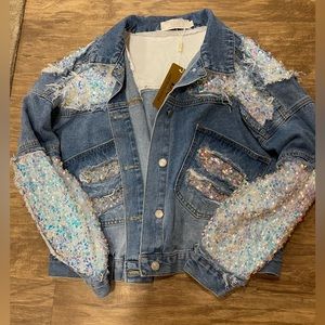 Sequins denim jean jacket